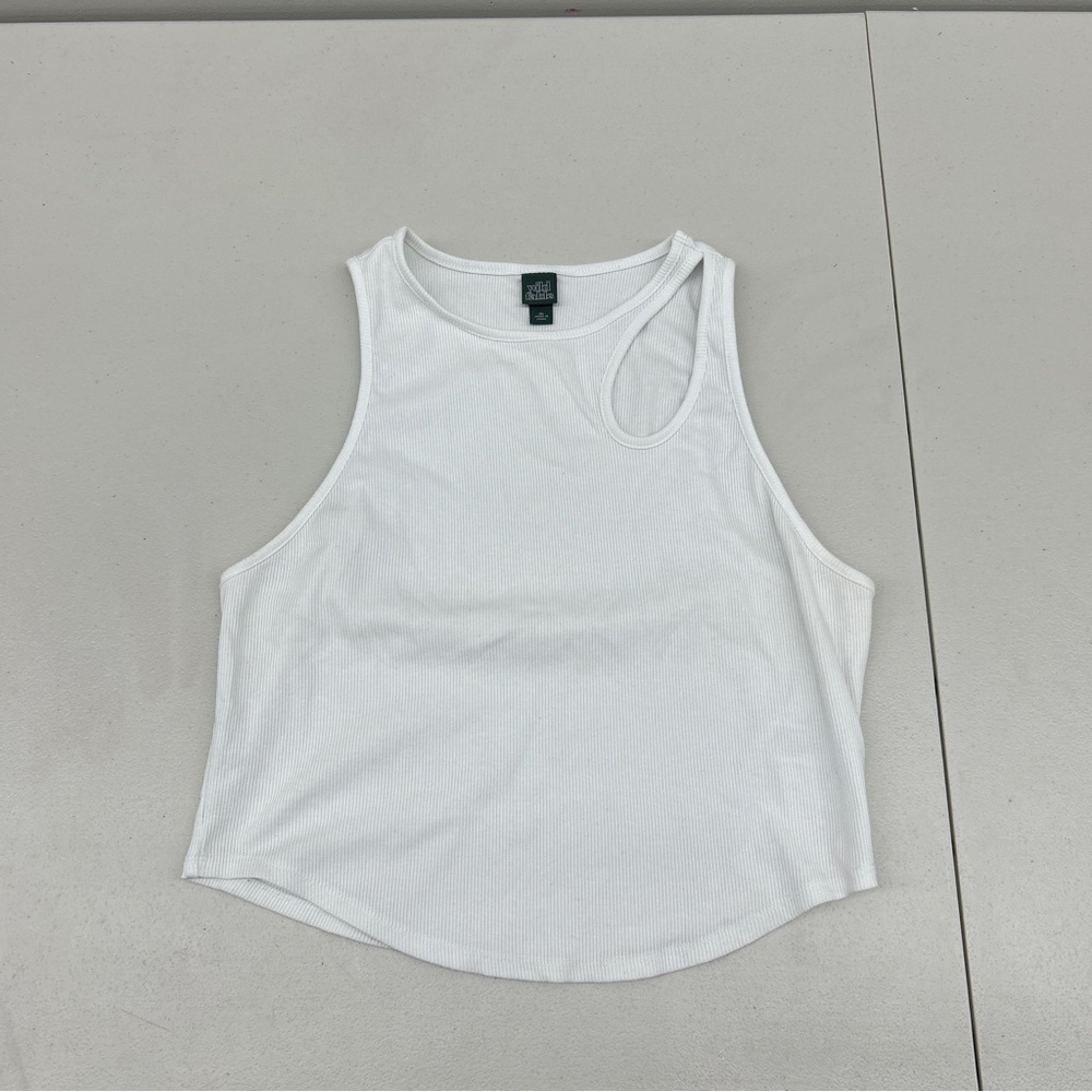 Wild Fable Asymmetrical White Crop Tank Top